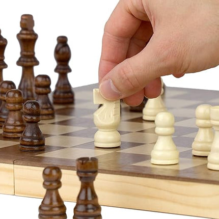 Regal Games Wooden Chess Sets for Adults with Folding Chess Board (15 x 15) & Wood Chess Pieces | Travel & Portable Table Games for Fun Family Game Night