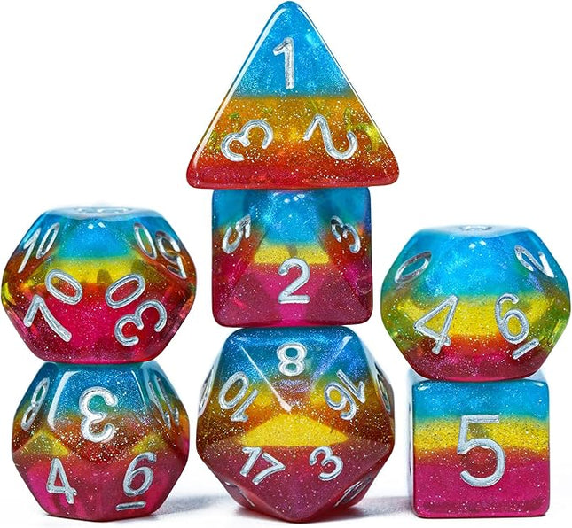 HDdais 7PCS Pansexual-Pride Polyhedral DND Dice Set, Homosexual Flag D&D Dice for RPG and Other Table Games