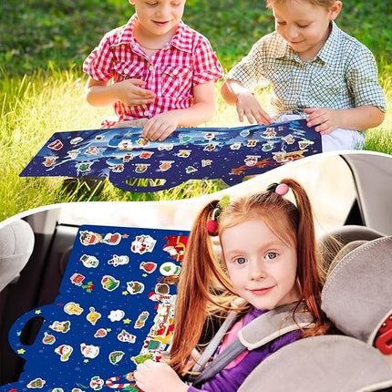 Reusable Sticker Book for Toddlers 2-4 Years, Stickers for Kids, Toddler Sticker Book Ages 1-3, Toddler Craft Activities, Toddlers Travel Toys Ages 2+ Boy Girl Birthday Gifts - Christmas