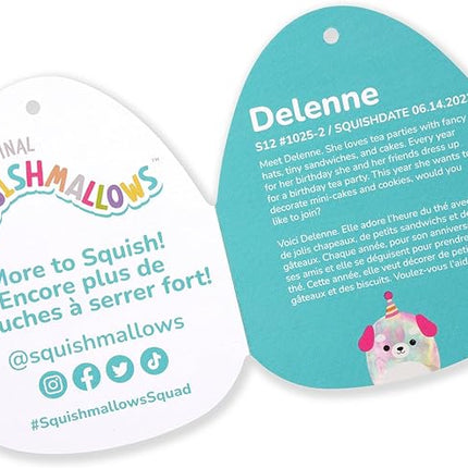 Squishmallows Original 12-Inch Delenne The Rainbow Tie-Dye Dog with Party Hat - Official Jazwares “Happy Birthday” Plush (Medium-Sized)