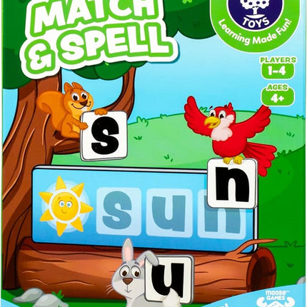 ORCHARD TOYS Match & Spell Game - New Art, Develop Your Children's Early Reading and Spelling Skills in This Updated, Fun Word-Building, 2 Ways to Play, for Ages 4+, Single or Multiplayer