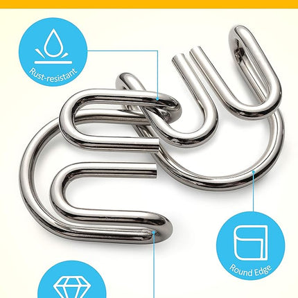 Coogam Metal Wire Puzzle Set of 16 with Pouch,Brain Teaser IQ Test Disentanglemen Iron Link Unlock Interlock Game Chinese Ring Magic Trick Toy for Party Favor Kids Adults Challenge