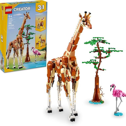LEGO Creator 3 in 1 Wild Safari Animals, Rebuilds into 3 Different Safari Animal Figures - Giraffe Toy, Gazelle Toy or Lion Toy, Nature Toy, Building Set for Kids Ages 9 Years Old and Up, 31150