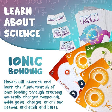 Genius Games Ion: A Compound Building Game (2nd Edition) - A Chemistry Card Drafting Game About Cations, Anion, Noble Gases - Science Accurate Board Game for High School Students, Teachers and Adults