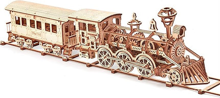Wood Trick Wooden Toy Train Set with Railway - 34x7″ - Locomotive Train Toy Mechanical Model Kit - 3D Wooden Puzzles for Adults to Build - Engineering DIY Models for Adults to Build