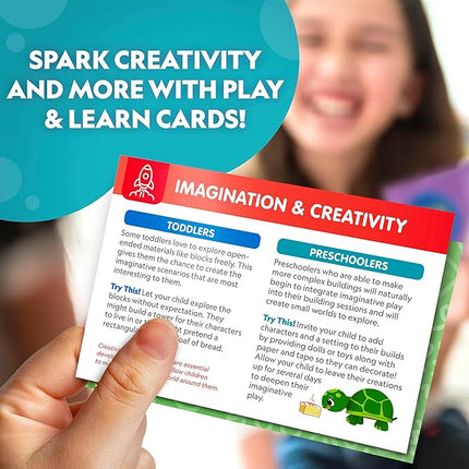 National Geographic Kids Jumbo Cardboard Building Blocks – 40 Heavy-Duty Bricks in 3 Sizes, Build & Learn with Game Spinner & Activity Cards for Kids 3+, Indoor Play Construction Toy for STEM Learning