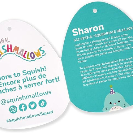 Squishmallows Original 12-Inch Sharon The Teal Shark with Party Hat + Confetti Belly - Official Jazwares “Happy Birthday” Plush (Medium-Sized)