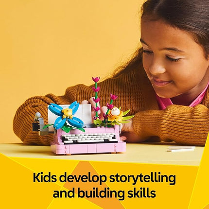 LEGO Creator 3 in 1 Typewriter with Flowers - Birthday Gift for Kids - Building Toy with 3 Building Options, Typewriter, Flowerpot with Pen & Notebook, or Keytar - 31169