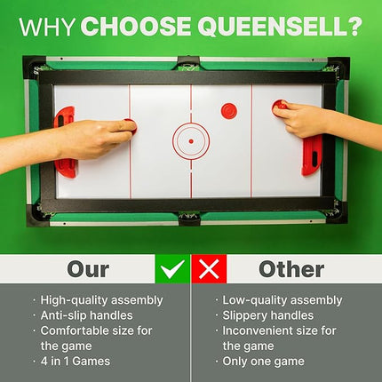 4 in 1 Mini Game Table 28"– Multi Game Table for Adults and for All Family Mini Air Hockey Table, Mini Ping Pong Table, Foosball Table, Pool Table - Tabletop Game