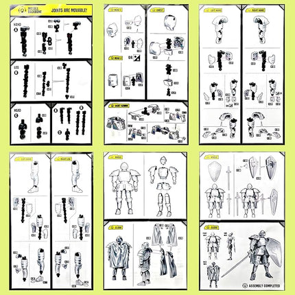 T13 Action Figure Set Articulated Skeleton Figure Titan 13 Medieval Knight Multi-Jointed Dummy Movable Robot Desktop Table Decoration