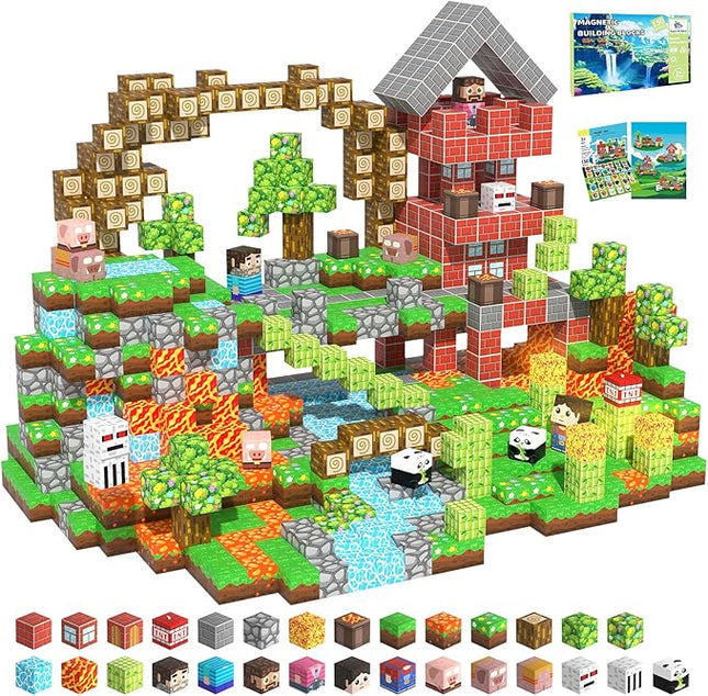 Magnetic Blocks, 150PCS Magnetic Building Blocks Light Up, Stacking Magnets for Kids, Sensory Toy for STEM Constructions Magnet Blocks for Boys Girls Age 3+, Christmas Birthday Gifts