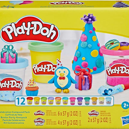 Play-Doh 12 Pack Celebration Compound, Includes Confetti & Metallic Shine, Assort. Colors, Back to School Gifts, Prizes, & Party Favors, Kids Arts & Crafts, Preschool Toys, Ages 3+