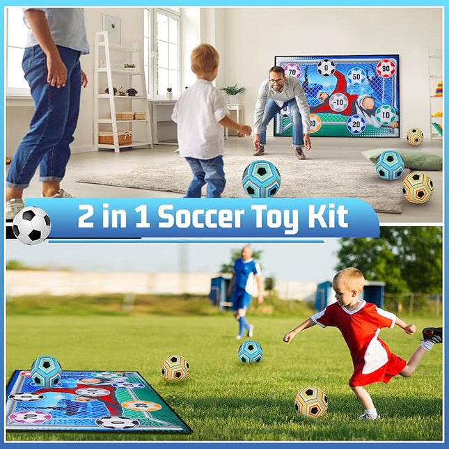 VATOS Toy Soccer Ball Game Set for Boys and Girls, Indoor Outdoor Backyard Toss Soccer Goal Game with 2 Balls, 1 Flannel Target, Soccer Toys for 3-5 6-8 8-12 Years Old Kids Birthday