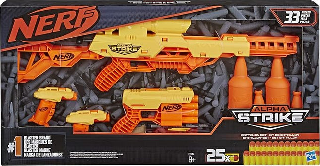 Nerf Alpha Strike Battalion Set - Includes 4 Blasters, 4 Half-Targets, and 25 Official Elite Darts - for Kids, Teens, Adults