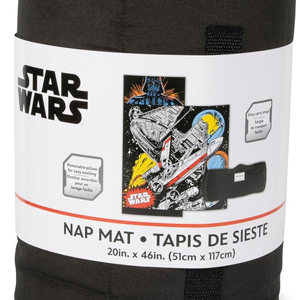 Jay Franco Kids Nap Mat with Embedded Pillow & Blanket – Soft 46"x20" Microfiber Sleeping Bag with Name Tag & Handle