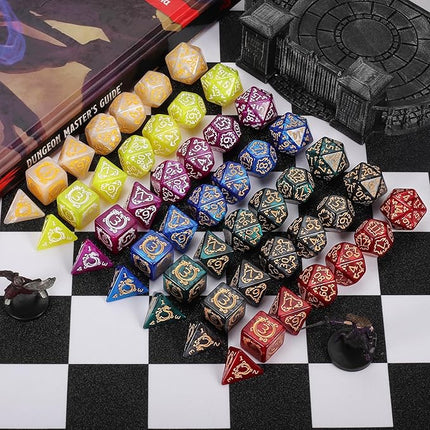 CiaraQ Polyhedral Dice Set - DND Role Playing Dice for Dungeons and Dragons RPG Table Games, Multi-Color, 49pcs
