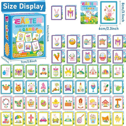 gisgfim 50 Pairs Memory Matching Game Easter Concentration Memory Games Card Learning Educational A Fun & Fast Easter Egg Bunny Religious Cross Matching Games