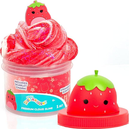 Original Squishmallows Scarlet Premium Cloud Slime - Limited Release, Strawberry Scent, 8 oz. Jar