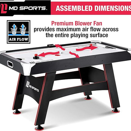 MD Sports Air Hockey Table with Arcade Electronic Scorer, Perfect for Family Game Rooms