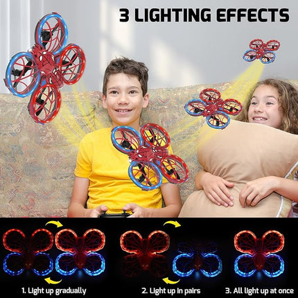 Spider Mini Drone for Kids with 3 Lighting Effects 2 Batteries, RC Helicopter with Altitude Hold, 360° Flips, Headless Mode, 3 Speed, Birthday Gifts Toys for Beginners 8-12 Boys Girls