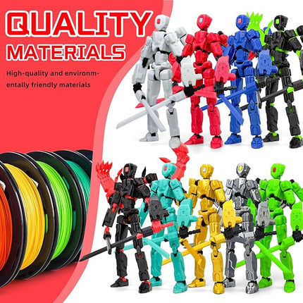 8Inch T13 Action Figure Assembly Completed,3D Printed Multi-Jointed Movable Toy Nova 13 Action Figures Desktop Decorations for Game Lovers Toy (Black Red)
