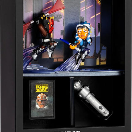 Fandrop SW02-Star Wars: The Clone Warsâ - Ahsoka Tano VS. Maul Combines an Epic Diorama, Artifacts & Scene Marker Creating A Display to Enhance Collection, 4 to Collect