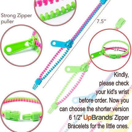 UpBrands 120 Students Incentives Friendship Zipper Bracelets 7.5”, Easter Favors for Kids, Stress Relief Quiet Fidget Toys, Kit for Kids Valentine Gifts, Goodie Bags, Easter Egg Fillers, School Prizes