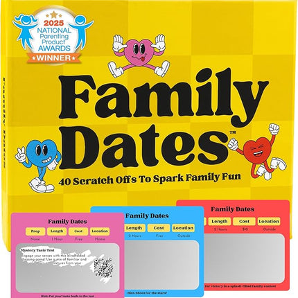 Family Dates 40 Scratch Off Cards – Fun Activities & Date Night Ideas for Kids and Parents – Adventure Card Game for Families – Unique Gift for Family Nights, Holidays, or Birthdays