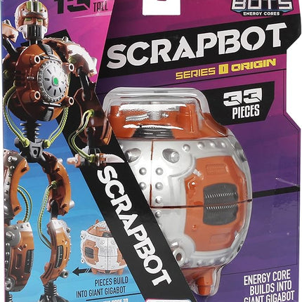 Giga Bots - SCRAPBOT | Energy Core Transforms Into 13 Inch Action Figure | Chief Builder & Mechanic | Unique Toy Combat Attachments and Skills | Includes 33 Buildable Pieces