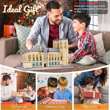 Notre Dame de Paris Building Blocks Set, World Famous History Architectural Model Kit, French Landmark Collection Set for Adults Kids 8+, Gift & Office Home Décor, 1382 PCS