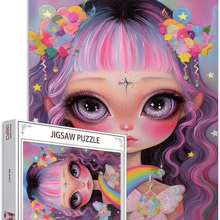 1000 Piece Rainbow Girl Jigsaw Puzzle Exquisite Cute Doll Jigsaw Puzzles for Adults Fashionable Sophisticated Home Decoration Family Puzzle Perfect for Game Nights Ideal Gift Choice 20 x 27 Inch