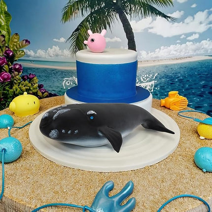 Gemini&Genius Right Whale Action Figure, Shark Animal Ocean Blackfish, Soft Rubber Ocean Whale Shark, Great for Kids Bath Swimming Beach and Cake Toppers Toys