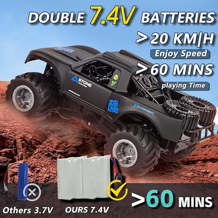 Waterproof Monster Trucks for Boys, 2.4G Amphibious Rc Car, 1:16 Scale All-Terrain Rc Boat for Boys & Adults, 4WD, 2 Rechargeable Batteries, Perfect 4-12 Year Old Boy Toys Gifts-Orange