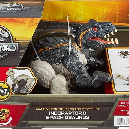 Mattel Jurassic World Fierce Changers 2-in-1 Dinosaur Action Figure, Massive Stretch Toy Tranforms from Brachiosaurus to Indoraptor in 16 Steps
