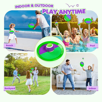 Toss and Catch Ball Set Upgraded - Kids Toys Outdoor Games for Whole Family - Water-Resistant Great for Beach Pool Yard Games - Classic Gift for Boys Girls 3 4 5 6 7 8 9 10 11 12+ Years Old