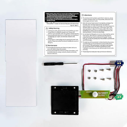 Tonecheer DIY Book Nook Kit for Adults, 3D Wooden Puzzle Bookend Bookshelf Insert Library Decor, Booknook Miniature House Kit with Body Motion Sensor LED Light (Travel in Venice)