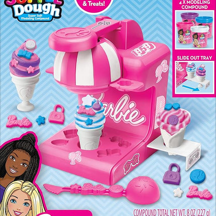 Barbie Softee Dough Ice Cream Playset with Ice Cream Maker, 4 Colors Modeling Compound, Press & Mold Mini Treats, Ages 3 and Up