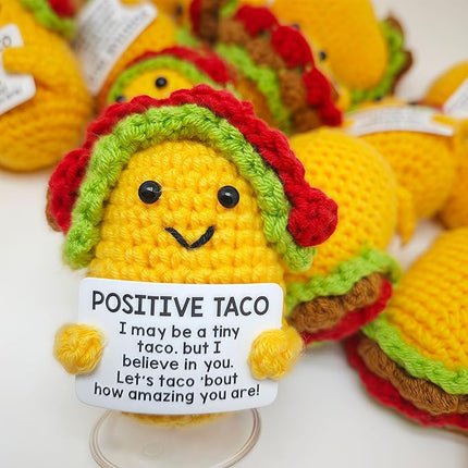 Mom Sister Gifts for Mothers Day Friends Birthday Gift for Women Men, Mini Positive Taco Emotional Inspirational Support Handmade Knitted Crochet Animals Christmas Stocking Idea Cute Desk Decor
