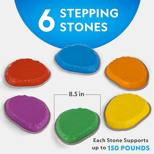 NATIONAL GEOGRAPHIC Stepping Stones for Kids – 6 Durable Non-Slip Stones Encourage Toddler Balance & Gross Motor Skills, Indoor & Outdoor Toys, Balance Stones, Obstacle Course (Amazon Exclusive)
