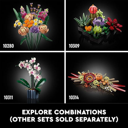 LEGO Icons Dried Flower Centerpiece Building Sets for Adults, Ages 18+ Years - Fall & Thanksgiving Decorations for Dinner Table or Mantel - 10314