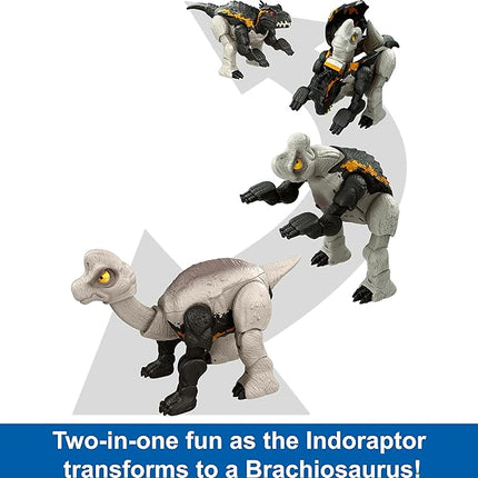 Mattel Jurassic World Fierce Changers 2-in-1 Dinosaur Action Figure, Massive Stretch Toy Tranforms from Brachiosaurus to Indoraptor in 16 Steps