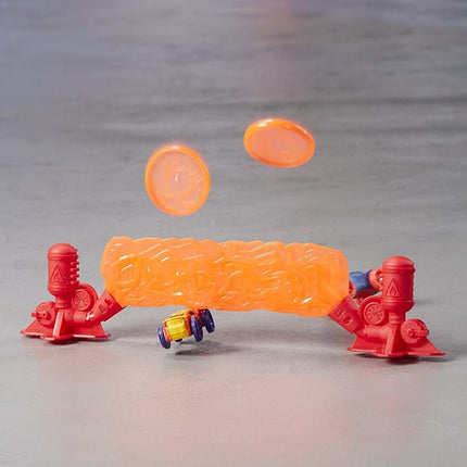 Nerf Doubleclutch Inferno Nitro Toy Includes Blaster, 4 Foam Body Cars, Double Reactive Target, Double Ramp, & 8 Obstacles for Kids 5 Years Old & Up