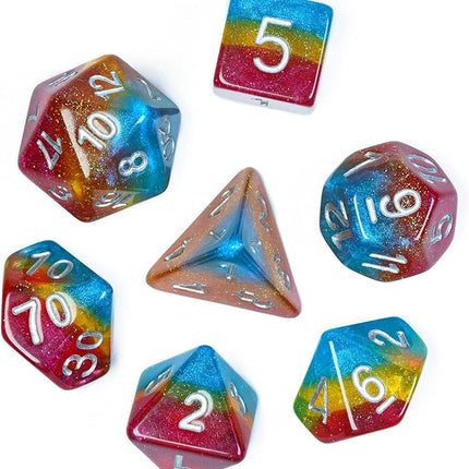 HDdais 7PCS Pansexual-Pride Polyhedral DND Dice Set, Homosexual Flag D&D Dice for RPG and Other Table Games