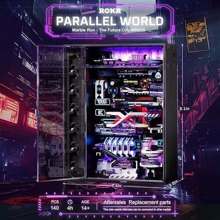 ROKR 3D Puzzles Building Toy Sets Marble Run Model Kits for Adults, 140pcs Brain Teaser STEM Kit for Kids, DIY Hobbies for Men Women, Boys and Girls (Parallel World MR02S)