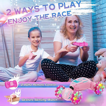 Gesture Sensing Stunt Remote Control Car - 2.4GHz 360° Rotating 4WD Transform RC Car, Birthday Gift for Girls 6 7 8+ Year Old