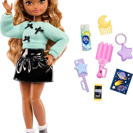 Barbie Dream Besties Doll and Accessories, Zia Posable Fashion Doll with Removable Fashions & Wavy Brown Hair, 7 Hair & Moon Themed Pieces