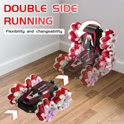 Gesture Sensing RC Stunt Car, 2.4 Ghz 4WD Remote Control Cars, Cool Lighting and Music, Double-Sided Rotating Off-Road Vehicle 360° Flipping Car, Present for Boys and Girls Aged 6-12