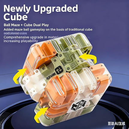 Large 3D Labyrinth Puzzle Maze Cub - an Engaging Brain Teaser Toy, high Difficulty,Suitable for Adults, Children,and Teenagers with Brain teasers,3D Maze Magic Cubes, Brain Training (Yellow)