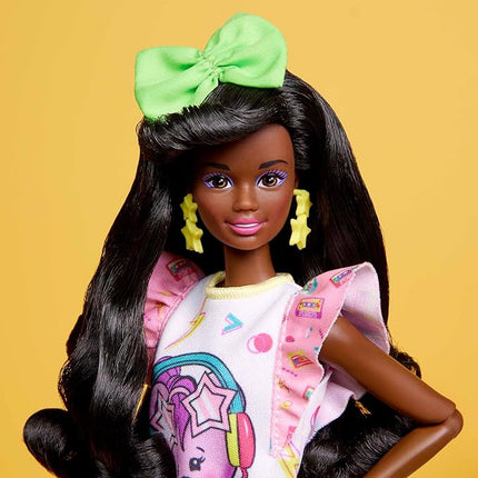 Barbie Rewind Doll & Accessories with Curly Black Hair & 1980s-inspired Slumber Party Outfit, Collectible & Displayable