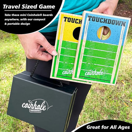 Coinhole Hasbro Tabletop Coin Bouncing Game | Desktop Cornhole Game Set | 2+ Players All Ages (Touchdown Game Set)